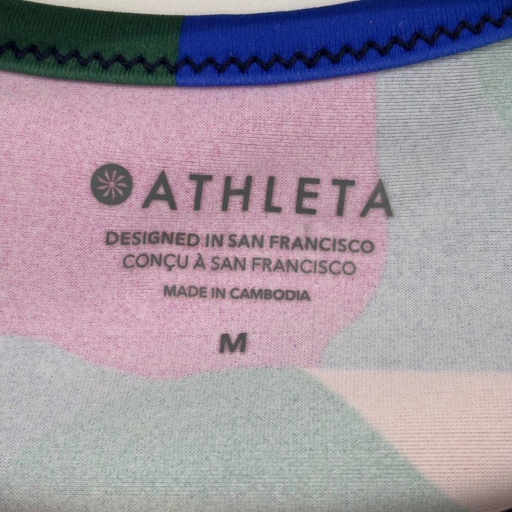 Athleta Point Break Rashguard Multicolor Abstract Floral Print Size Medium - Picture 4 of 7